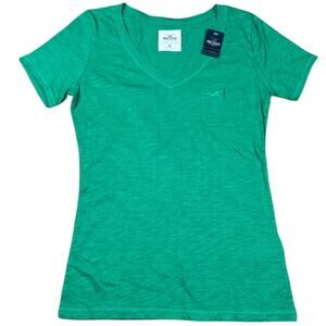 Hollister NWT Green V-Neck Essential T-shirt Top